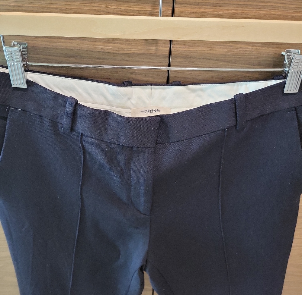 Celine Women's Dark Blue Dress Pants 100% Wool Size 38 Europe        Small US